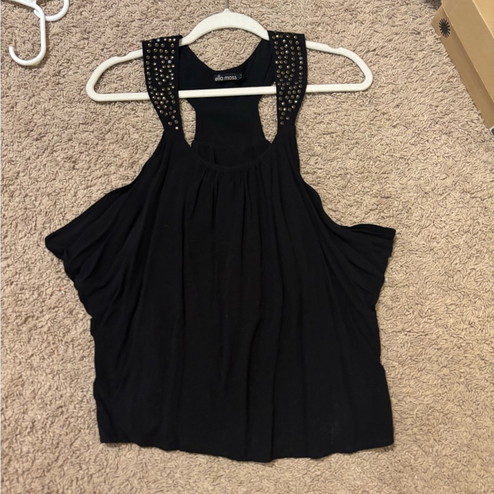 Ella Moss Black Studded Racerback Tank Top perfect condition